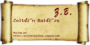 Zoltán Balázs névjegykártya